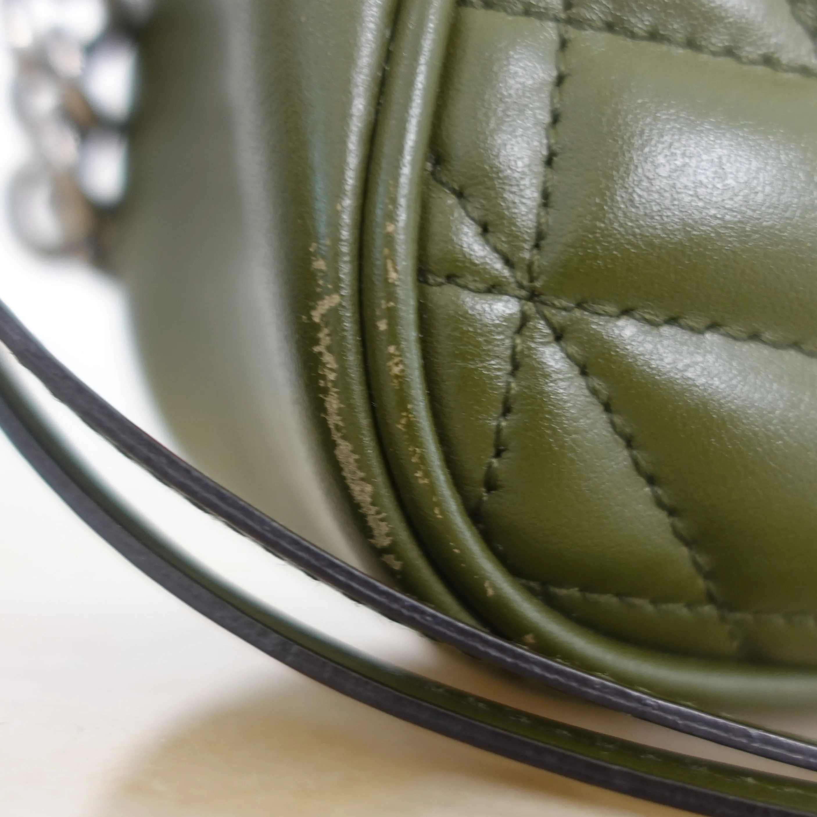 GG Marmont small shoulder khaki bag RRP £1390