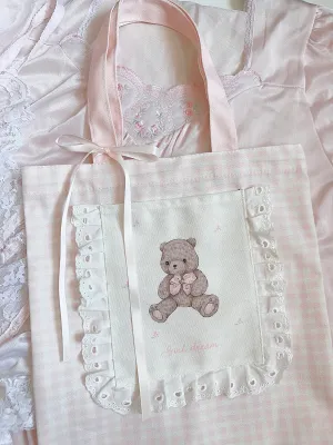 Girl's Dream Teddy Bear Cute Coquette Girl Tote Bag