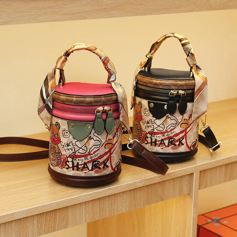 Graffiti Bucket Bag Portable Messenger Bag