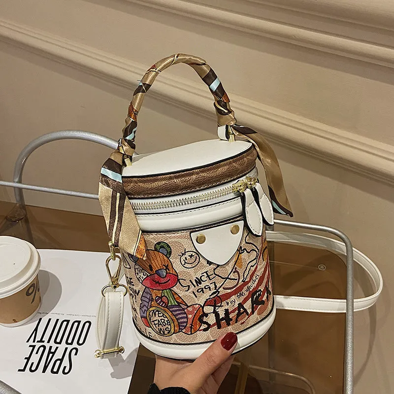 Graffiti Bucket Bag Portable Messenger Bag