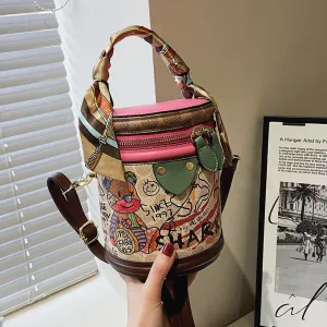 Graffiti Bucket Bag Portable Messenger Bag