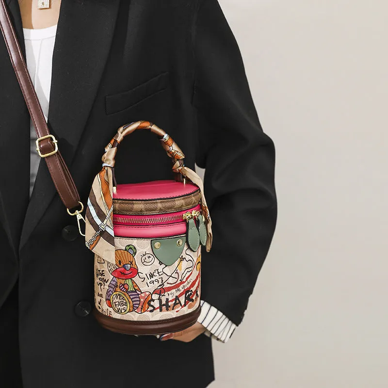 Graffiti Bucket Bag Portable Messenger Bag