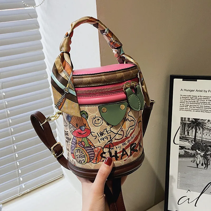 Graffiti Bucket Bag Portable Messenger Bag