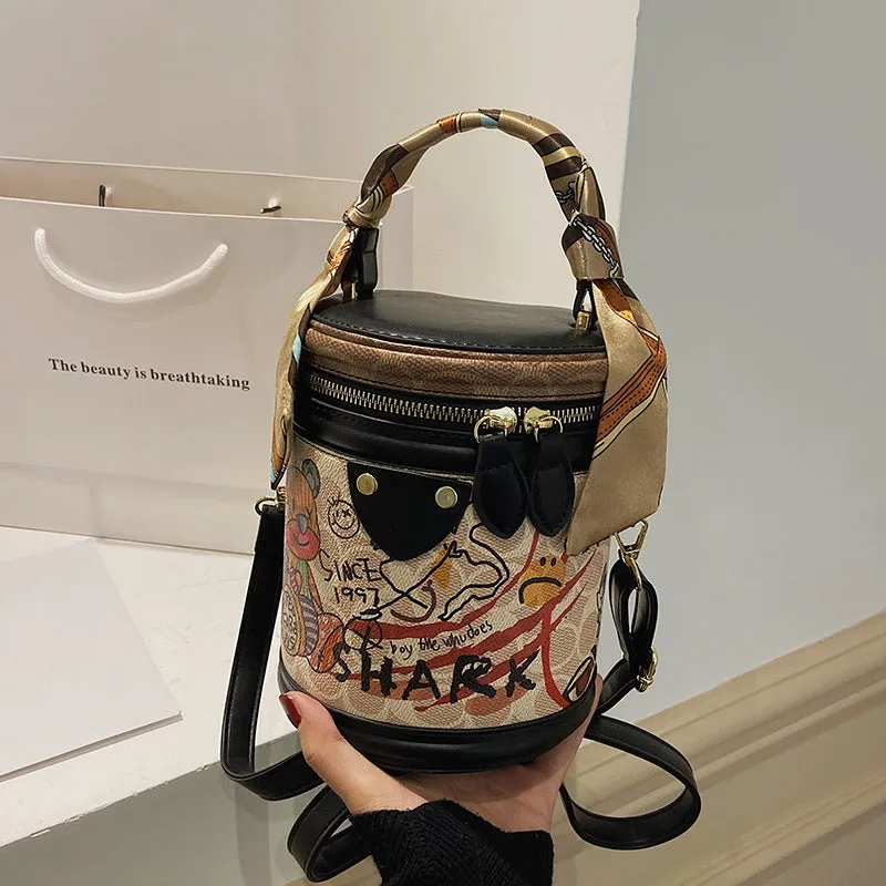Graffiti Bucket Bag Portable Messenger Bag