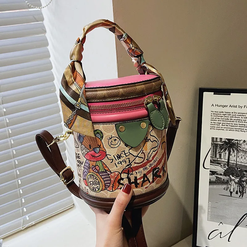 Graffiti Bucket Bag Portable Messenger Bag