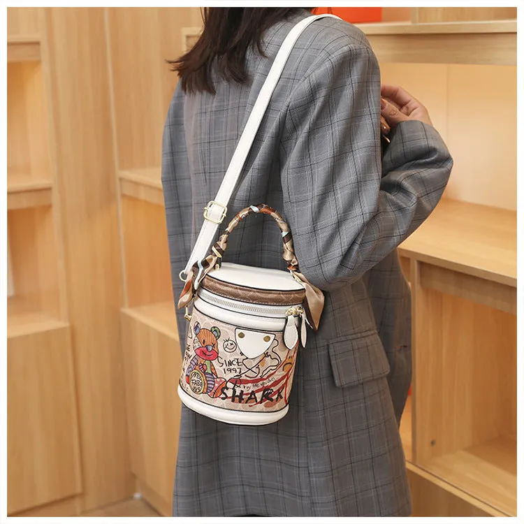 Graffiti Bucket Bag Portable Messenger Bag