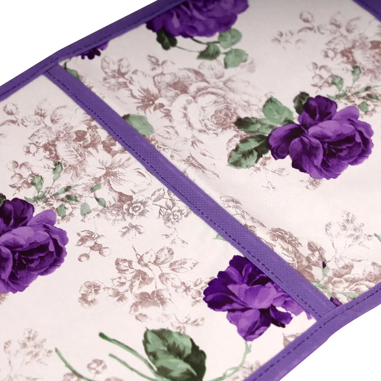 Heart Home Paper Holder | Foldable Hanging Organizer | PVC Purple Flower Document Holder | Wall Hanging Organizer with 3 Pocket | Pack of 2 | White