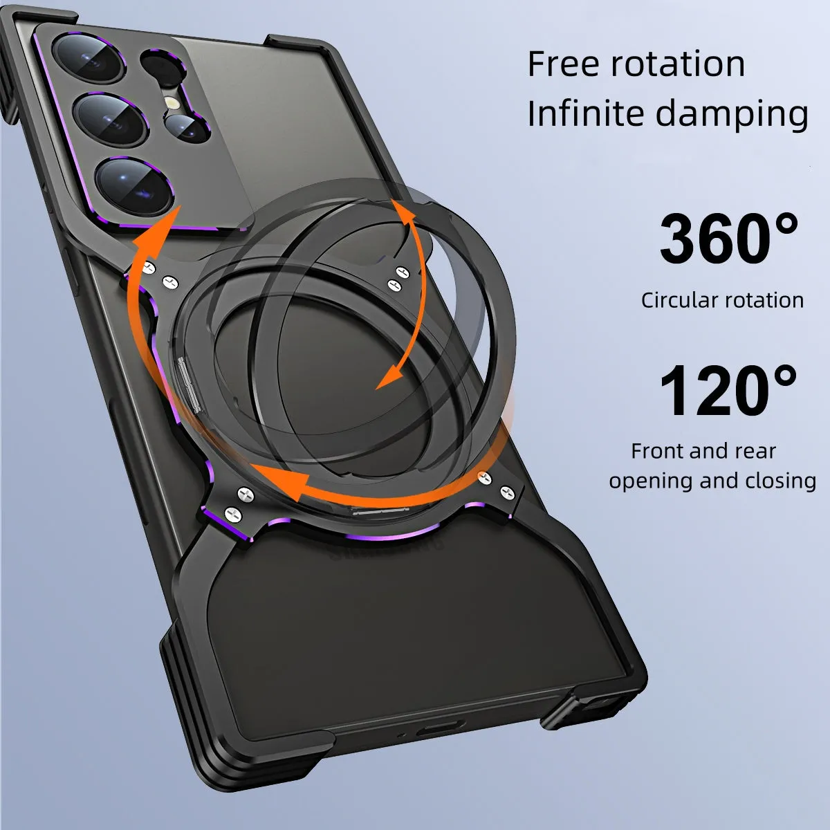 Heat Dissipation Metal Phone Case With 360 ° Rotating Bracket For Samsung S24
