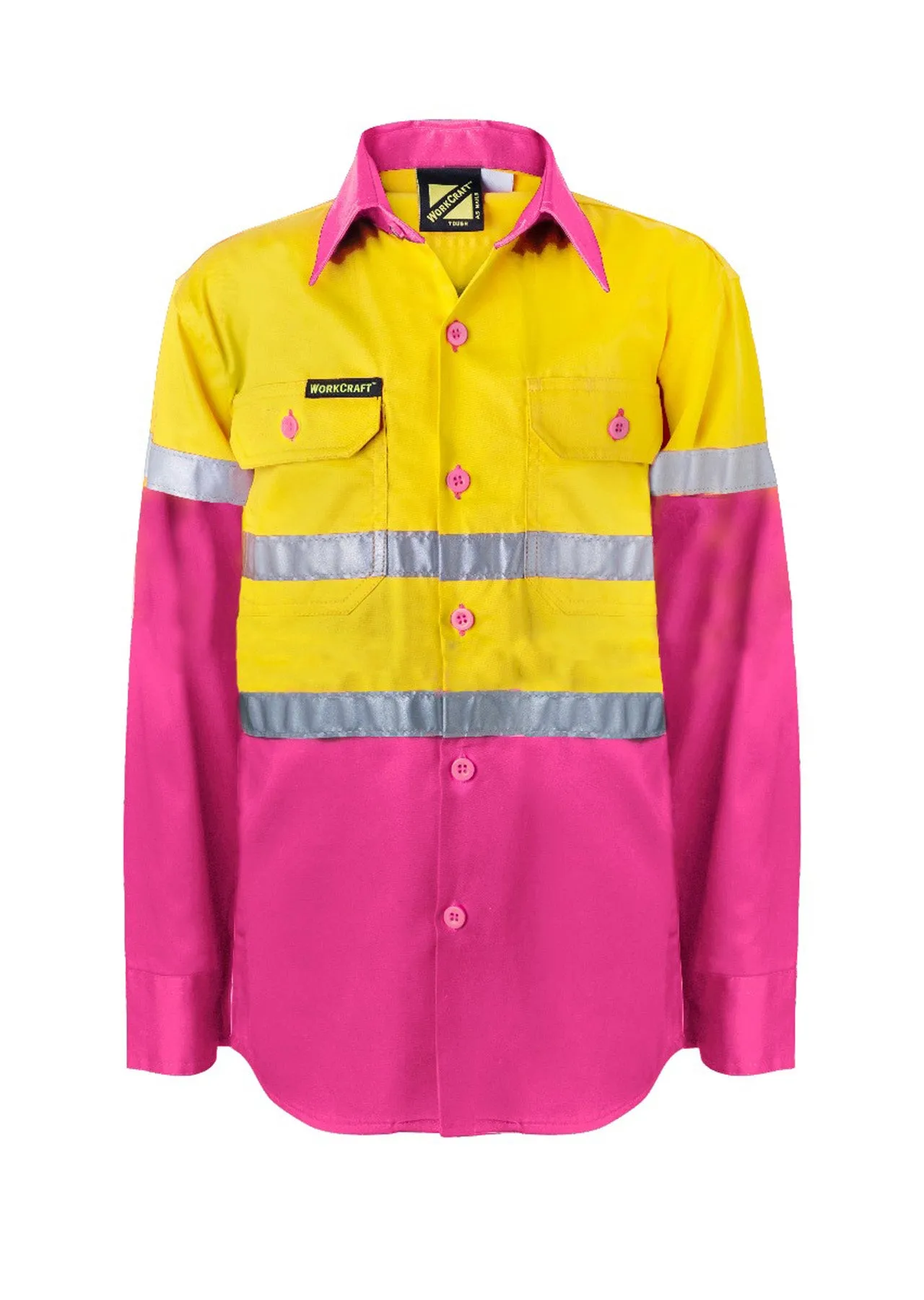 Hi Vis Kids Lightweight Long Sleeve Cotton Drill Shirt with Reflective Tape (NC-WSK125)