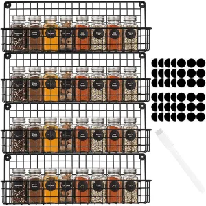 HOMGEN Popular 4Pcs Metal Spice Shelve 4-Tier Stackable Rack Organizer
