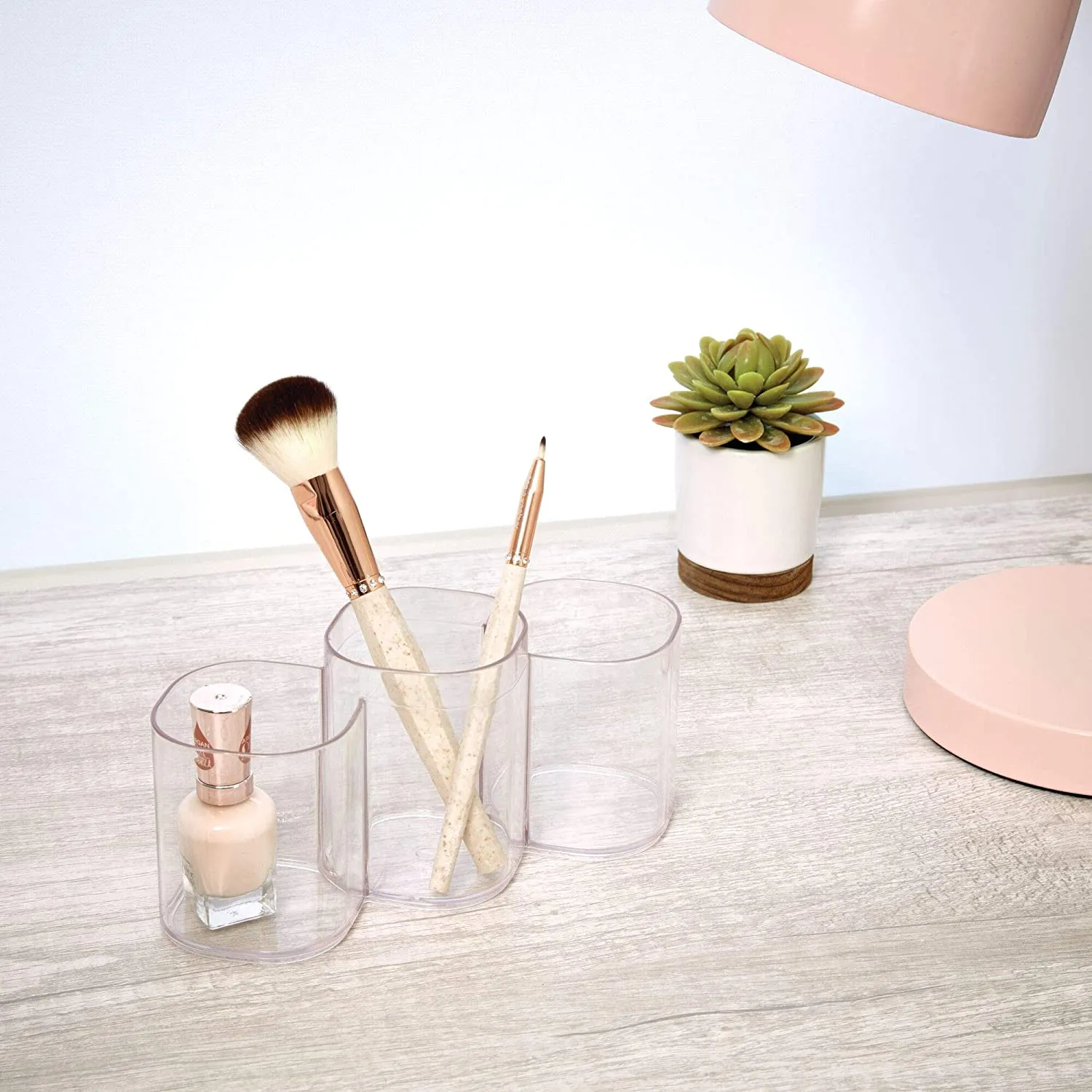 iDesign Clarity Plastic Divided Trio Cup Vanity Bathroom Accessory Organization, 3 Compartments