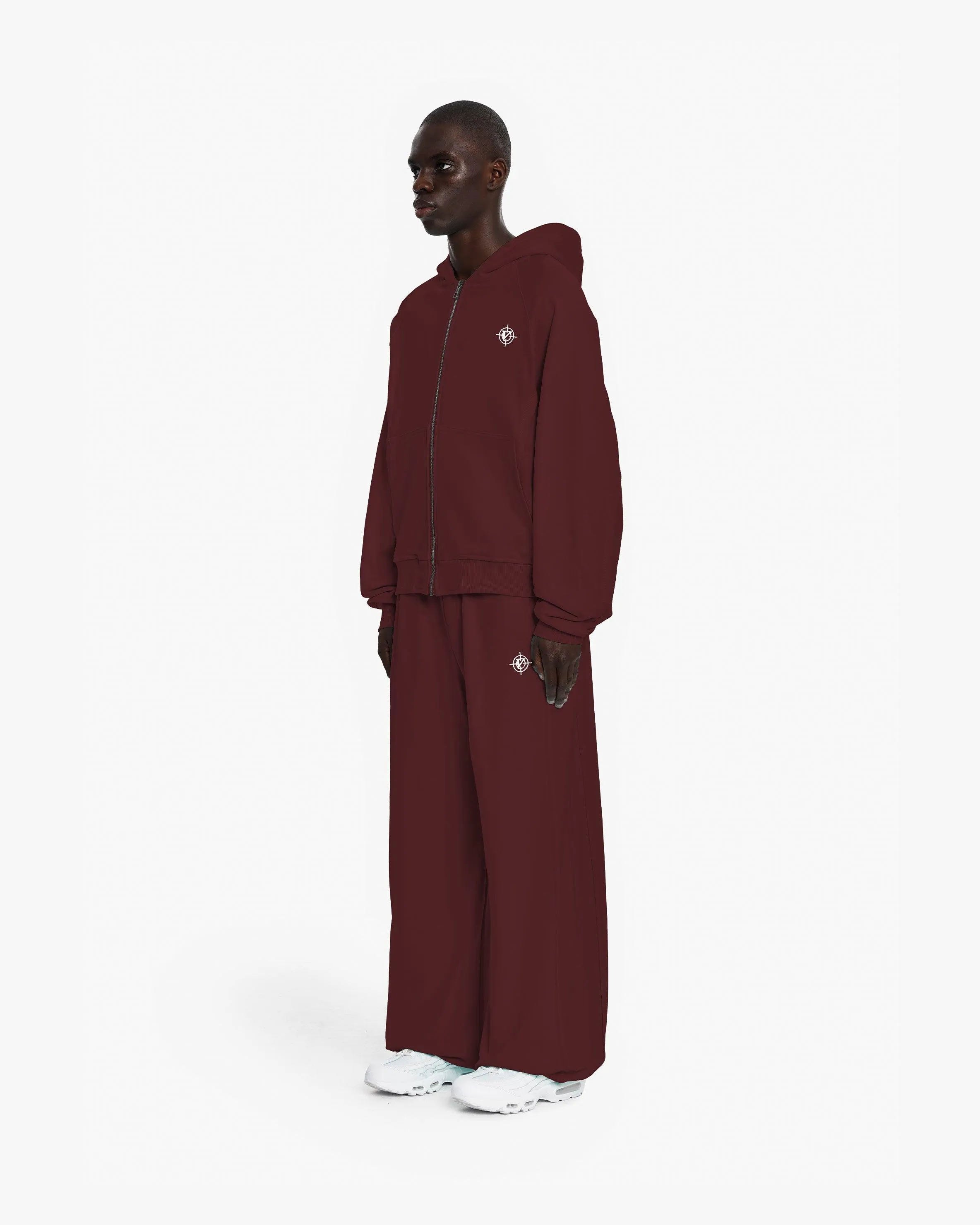 INSIDE OUT ZIP HOODIE WINE RED