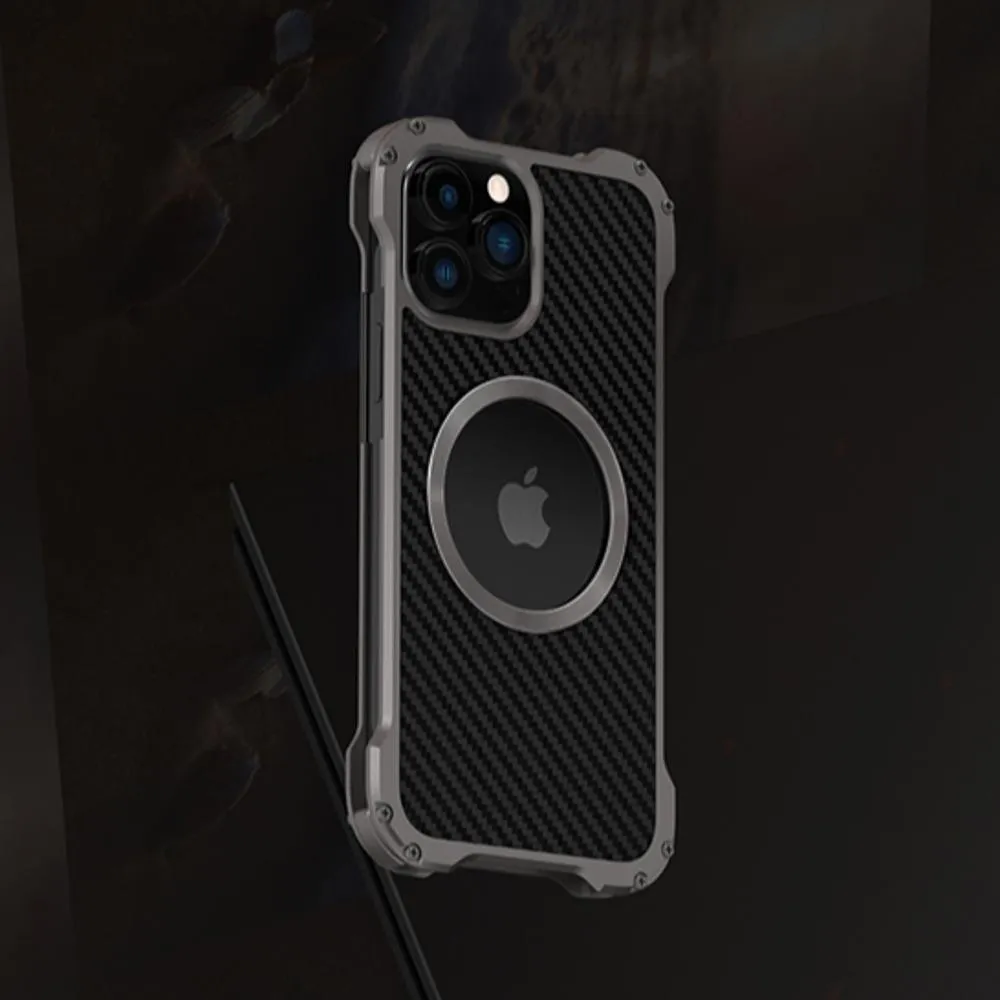 iPhone 13 R-Just Aluminium Carbon Fiber Case