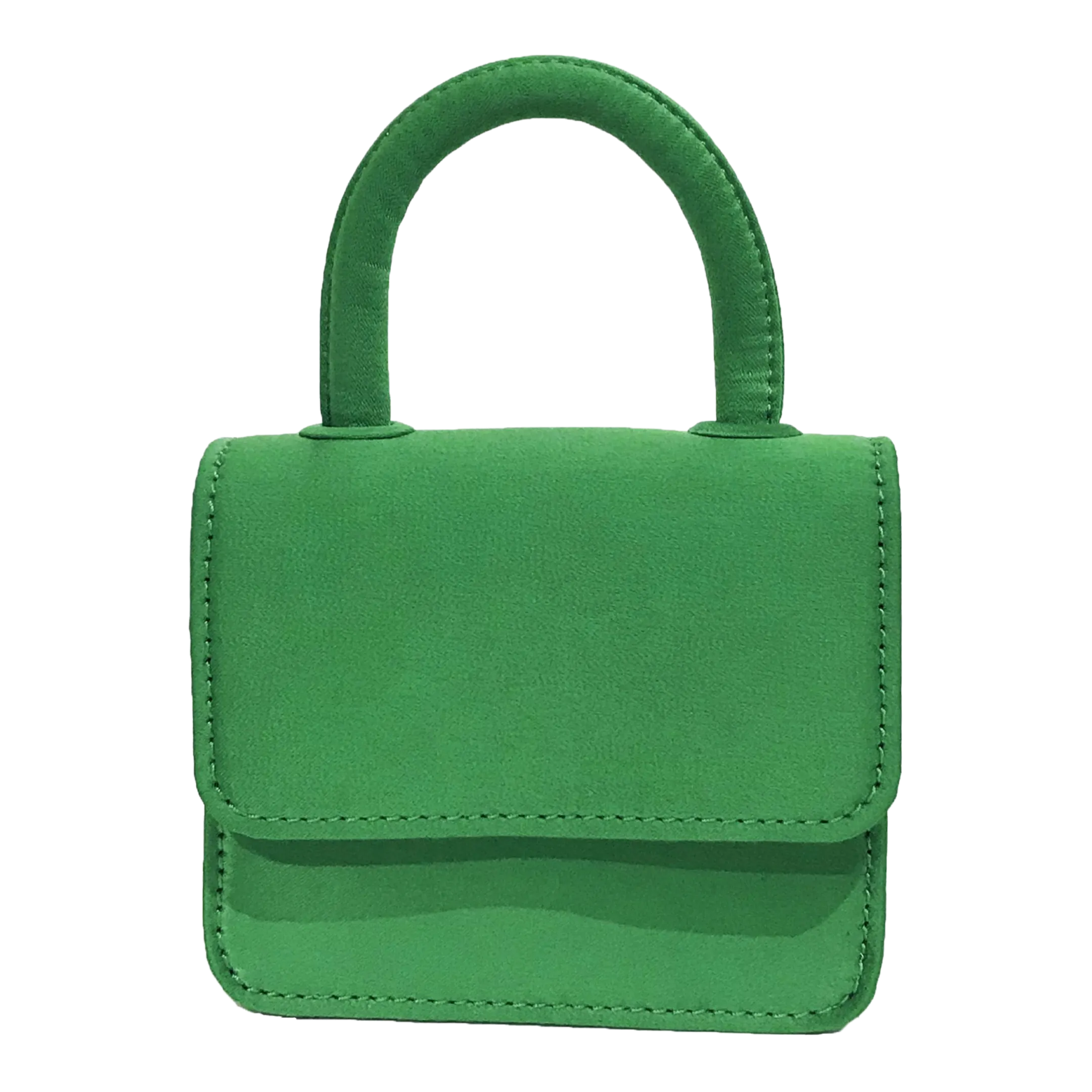ITSY BITSY MICRO MINI GREEN SATIN TOP HANDLE BAG
