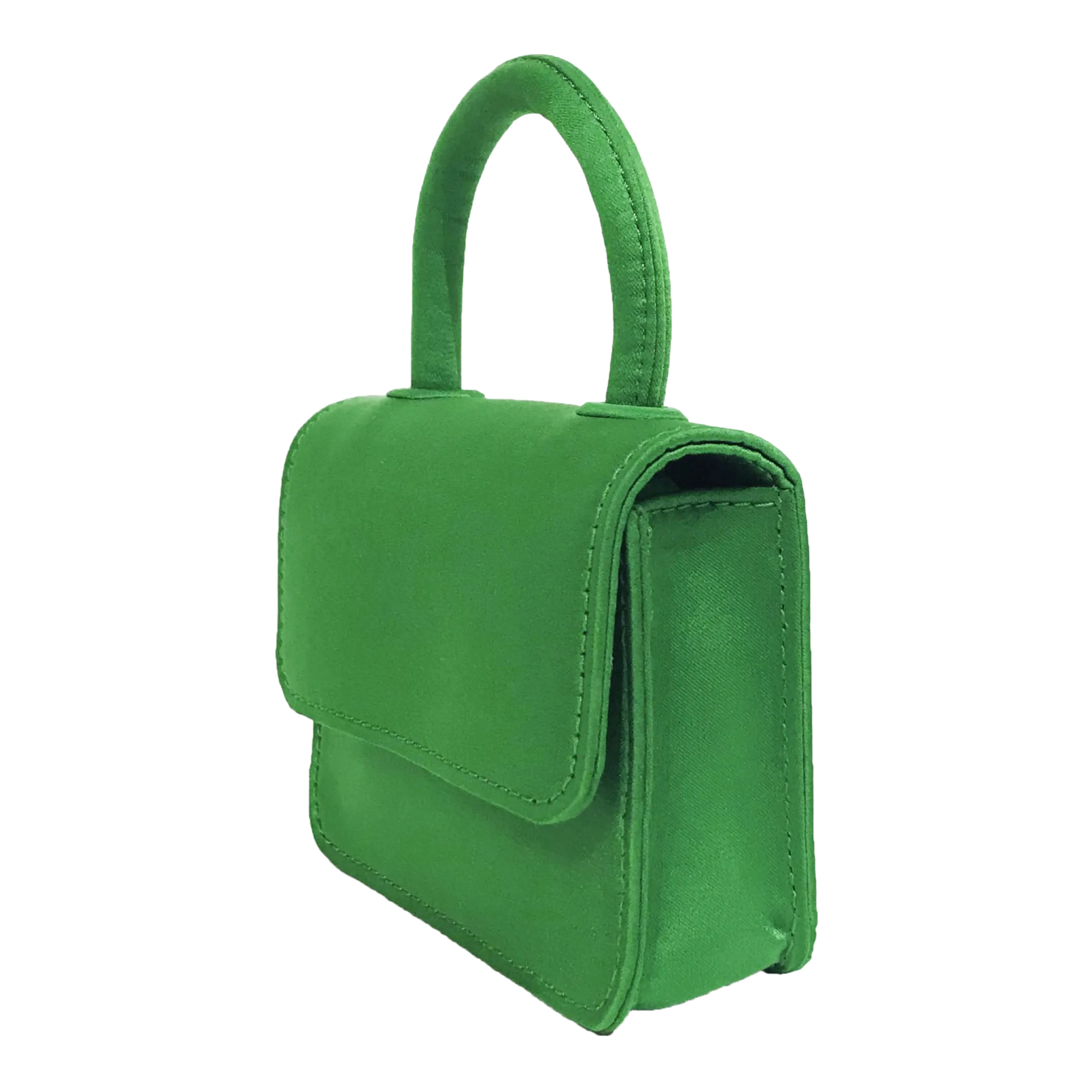 ITSY BITSY MICRO MINI GREEN SATIN TOP HANDLE BAG