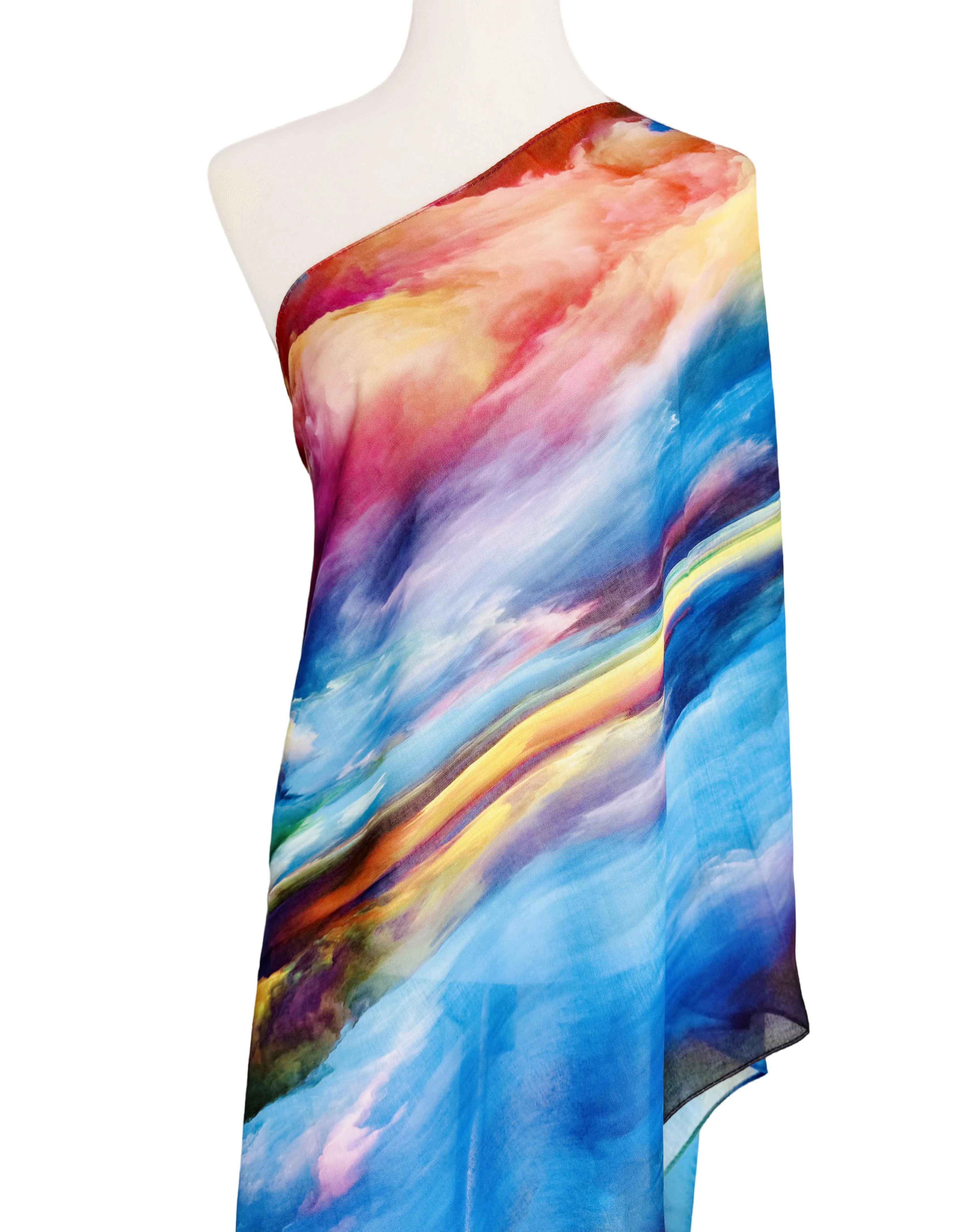 JC022853 Blue-Orange Color Of Clouds Scarf/Shawl