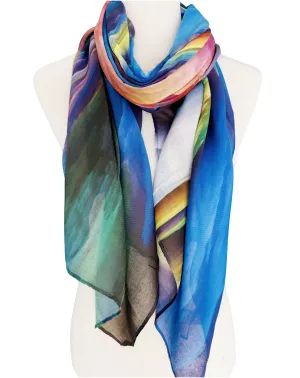 JC022853 Blue-Orange Color Of Clouds Scarf/Shawl