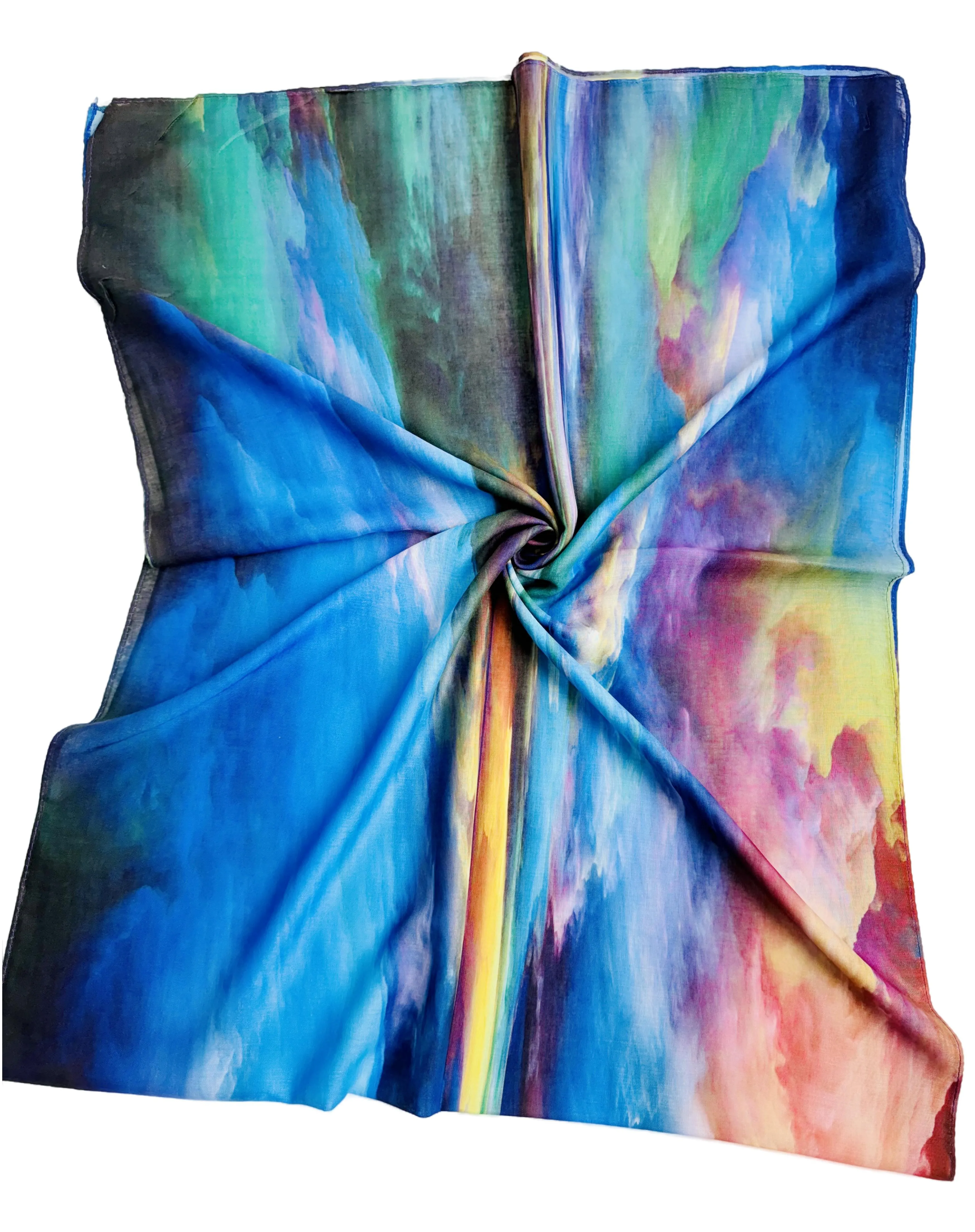 JC022853 Blue-Orange Color Of Clouds Scarf/Shawl