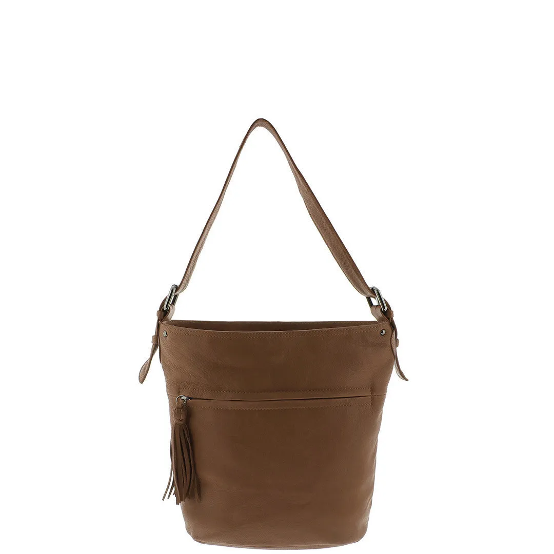 KENDALL LEATHER BUCKET BAG