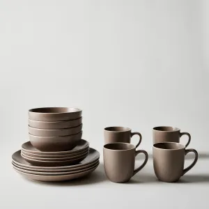 Kisco Taupe Dinnerware, 16-Piece Set