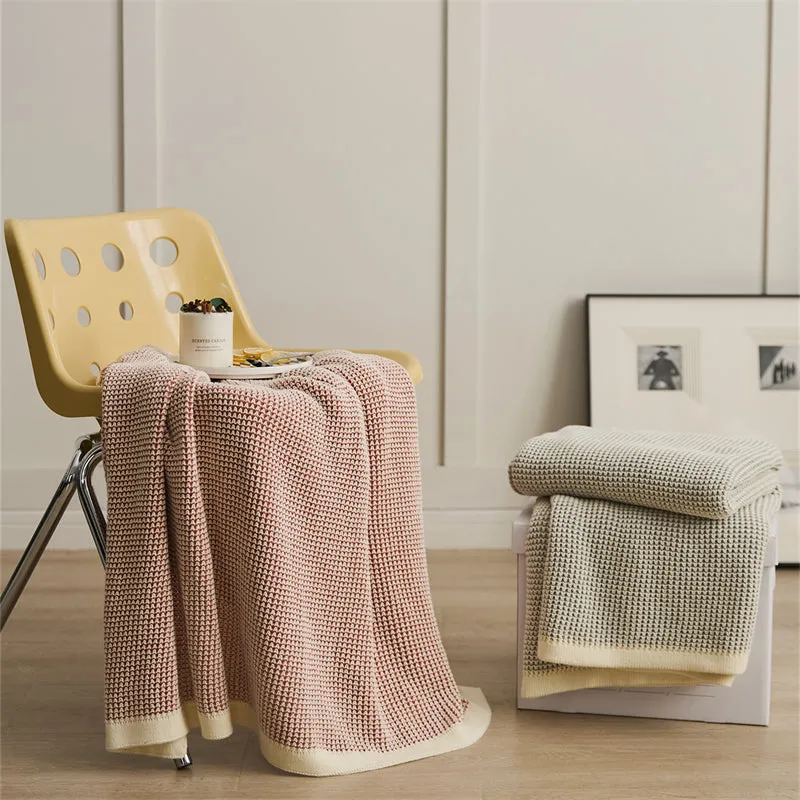 Knitted Bicolor Throw Blanket