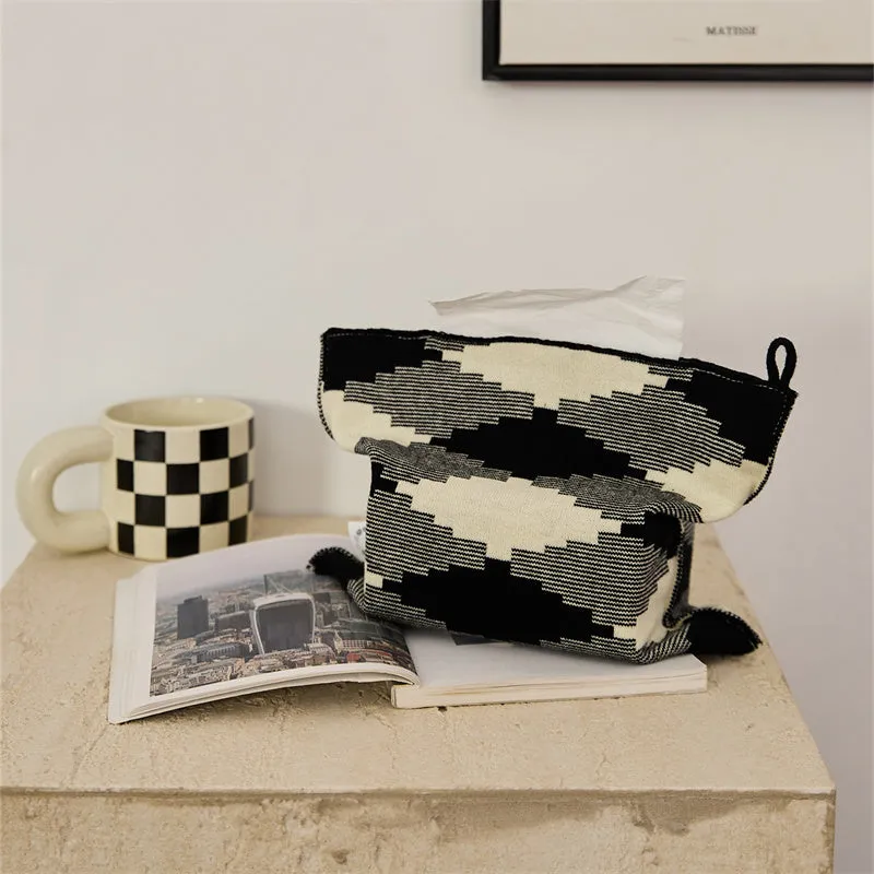 Knitted Diamond-Lattice Throw Pillowcover Set