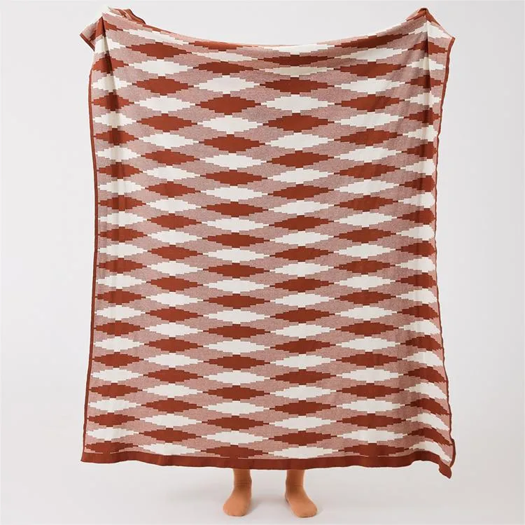 Knitted Diamond-Lattice Throw Pillowcover Set