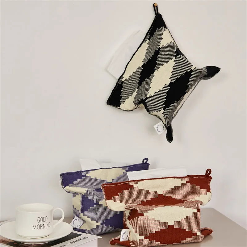 Knitted Diamond-Lattice Throw Pillowcover Set