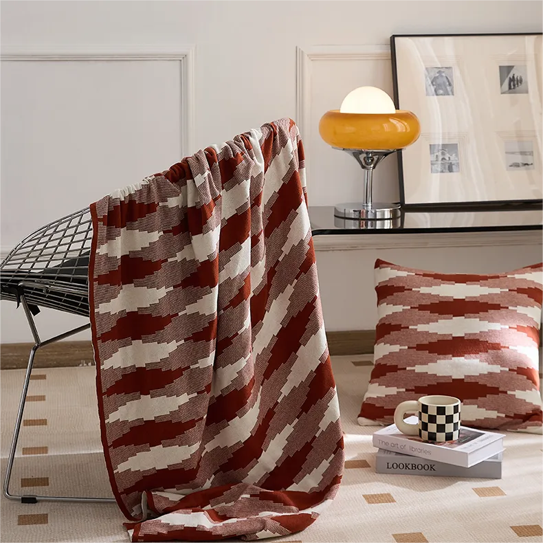 Knitted Diamond-Lattice Throw Pillowcover Set