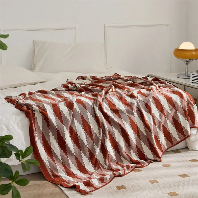 Knitted Diamond-Lattice Throw Pillowcover Set