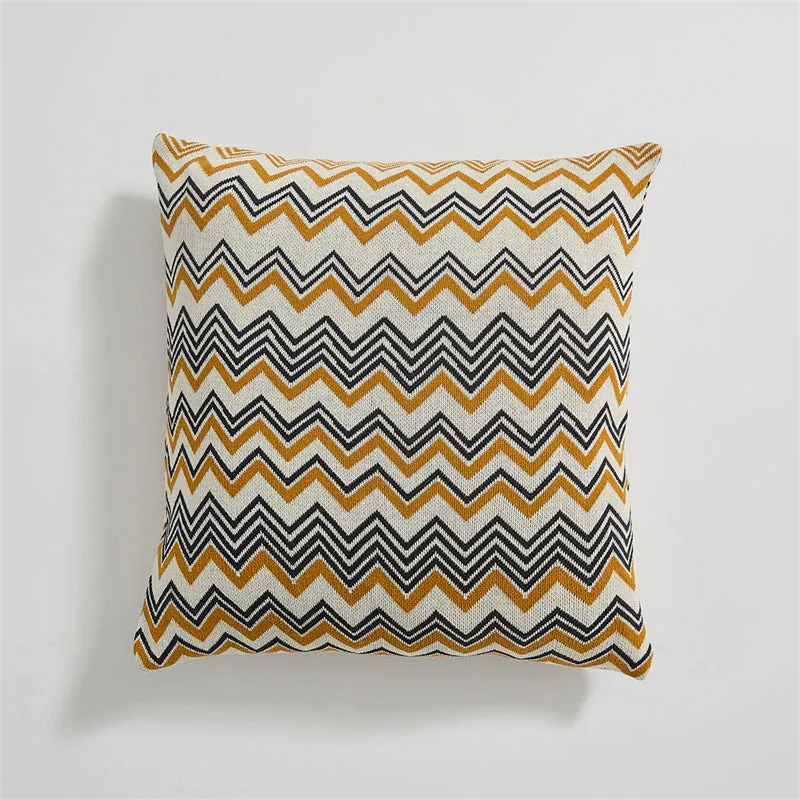 Knitted Wave-line Throw Pillow Set
