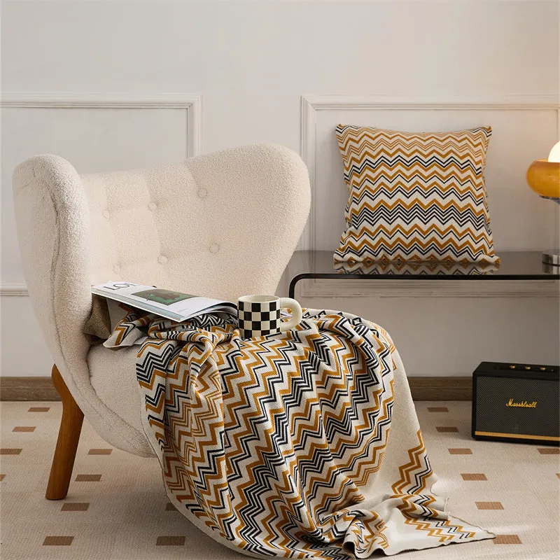 Knitted Wave-line Throw Pillow Set