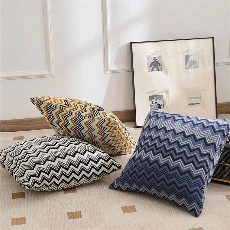 Knitted Wave-line Throw Pillow Set
