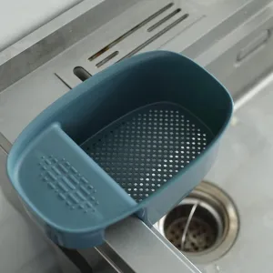 Kuber Industries Kitchen Organizer With Soap Holder|Premium PP|Durable & Sturdy|Multipurpose Bathroom Shelf|Smart Drainage Holes|TM21001|Pack Of 4|Blue