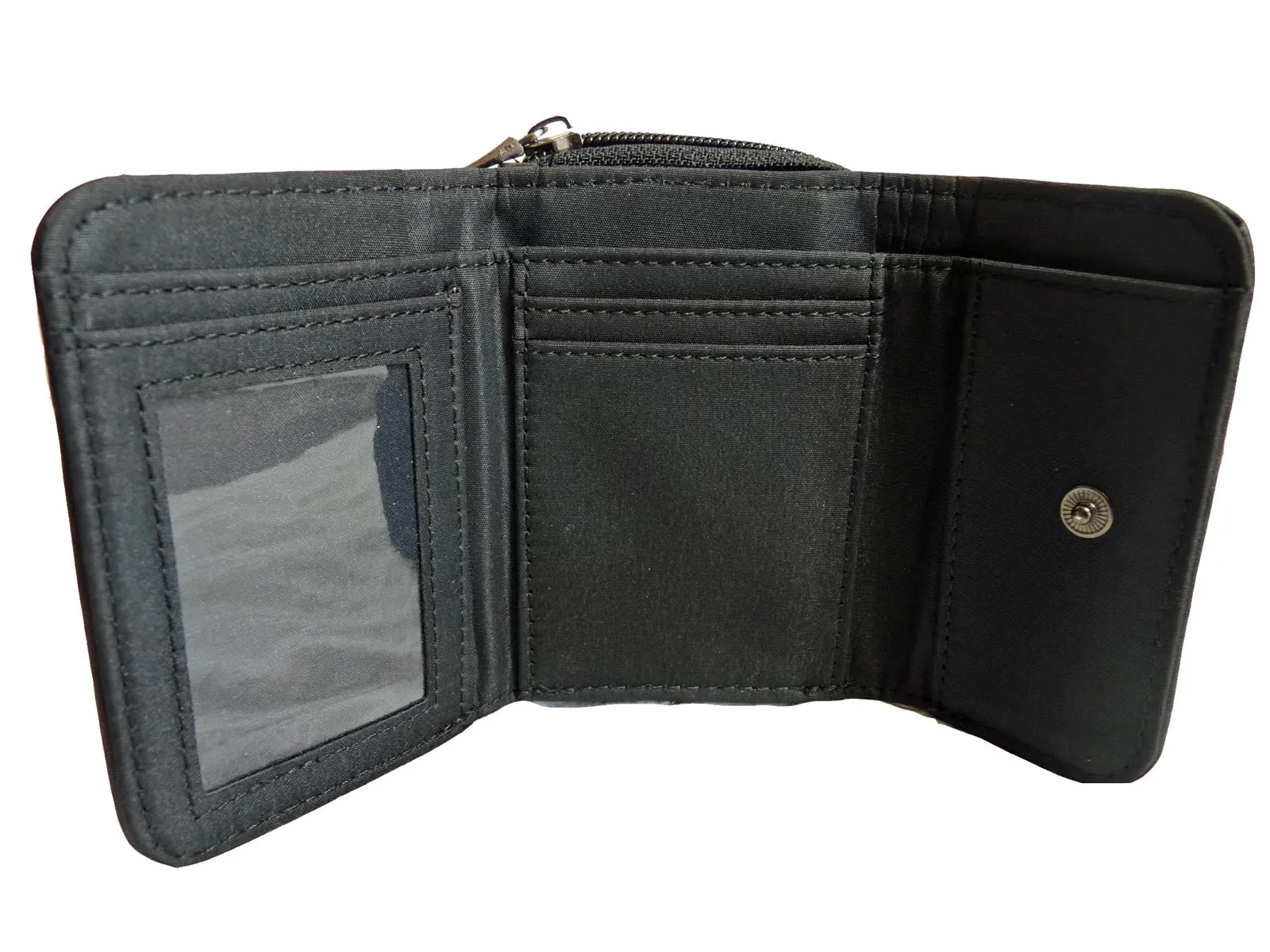 Ladies Small Leather Zipped Coin Purse Black QL223