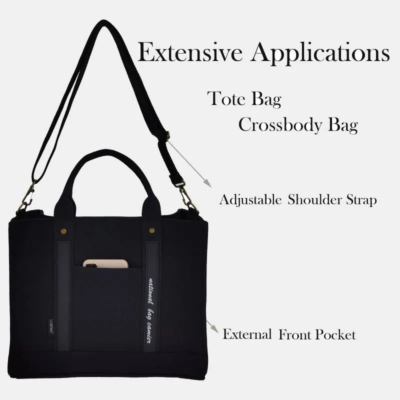 Laptop Tote Handbag Canvas Shoulder Bag Briefcase for Travel Office School