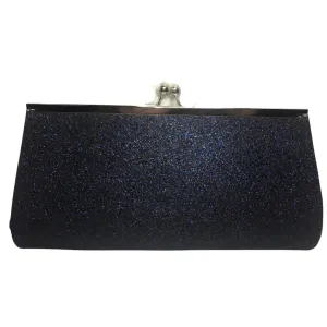 Large Navy Glitter Clutch Purse 9.5" x 4.5" with Chain (Each)