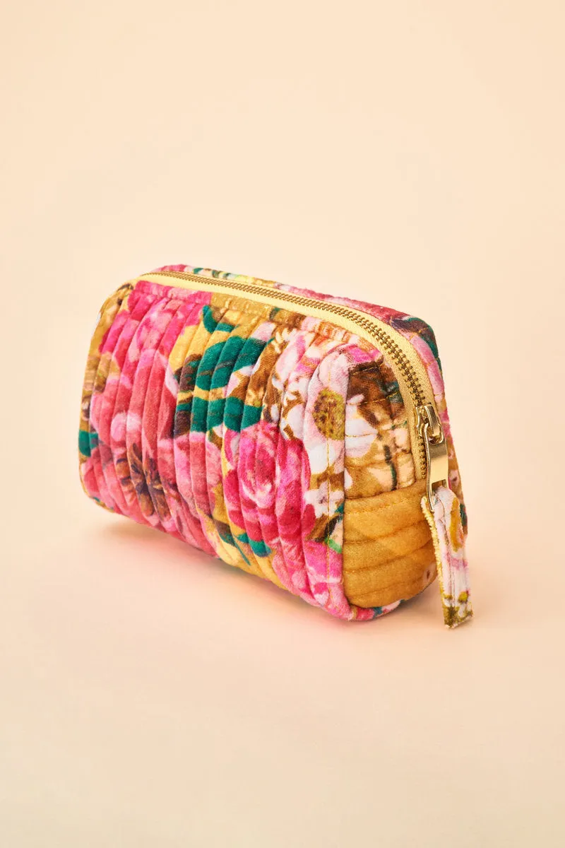Large Quilted Washbag Impressionist Floral Mustard by Powder