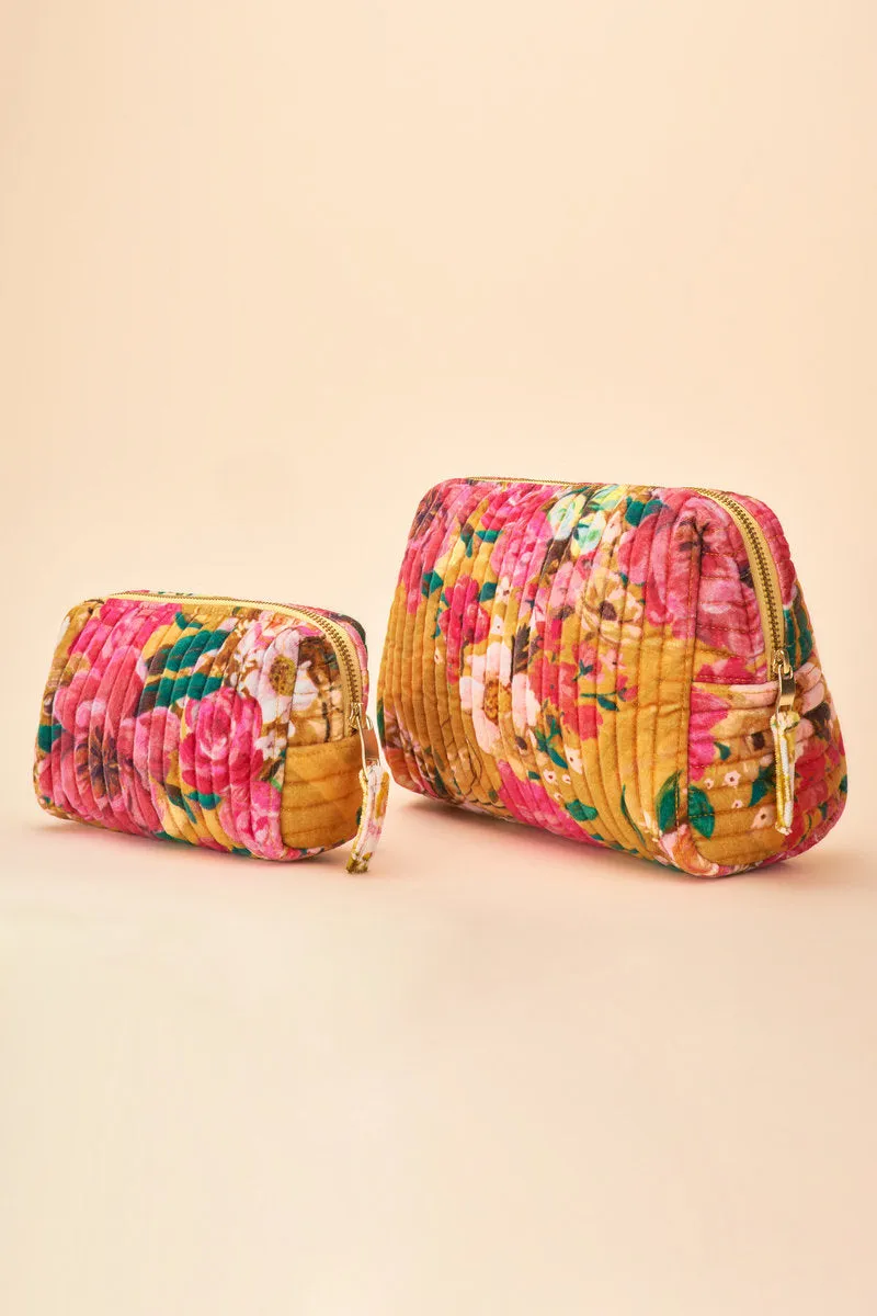 Large Quilted Washbag Impressionist Floral Mustard by Powder