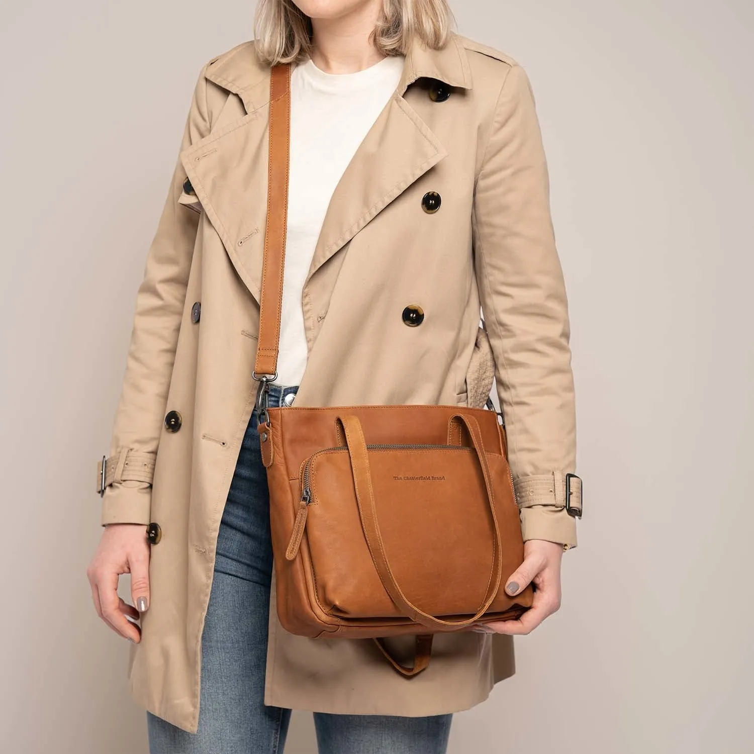 Leather Shopper Cognac Alicante