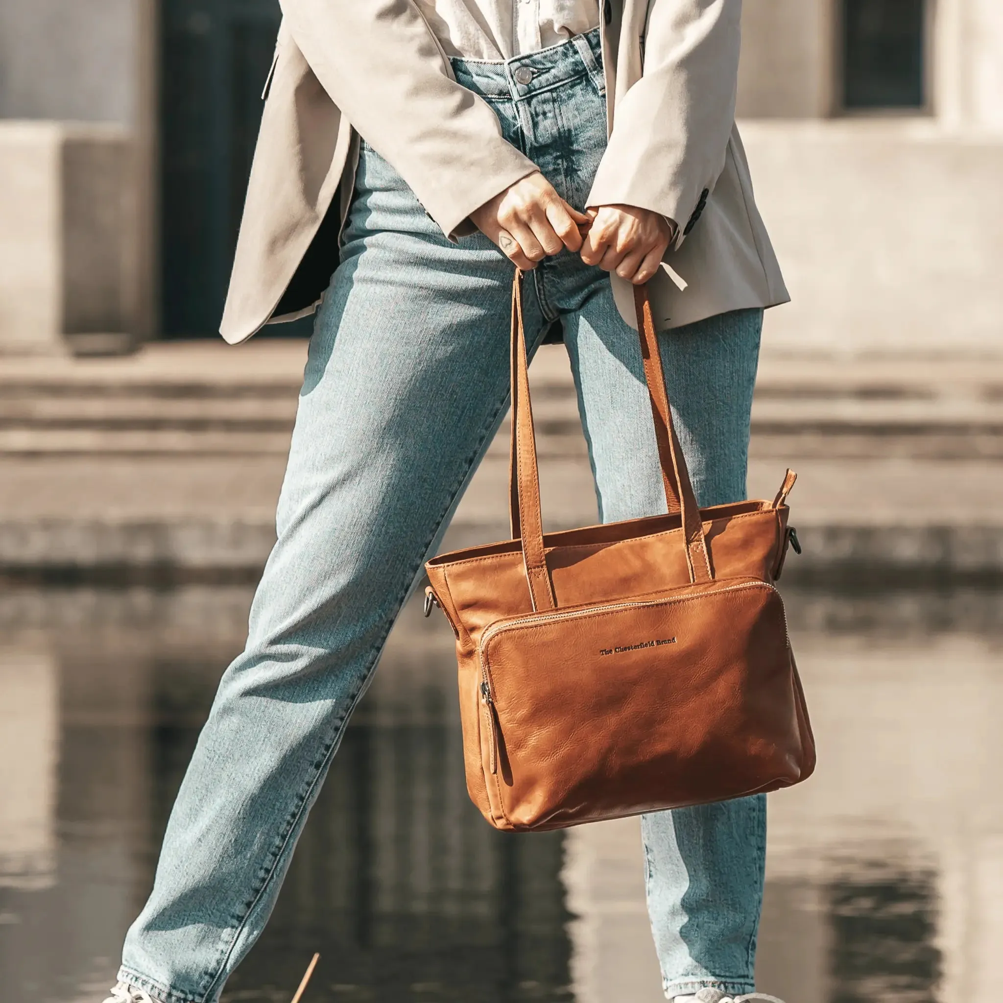 Leather Shopper Cognac Alicante