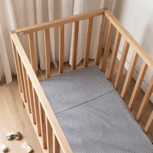 Leo Washed Cotton - Midnight Stripe Crib Fitted Sheet