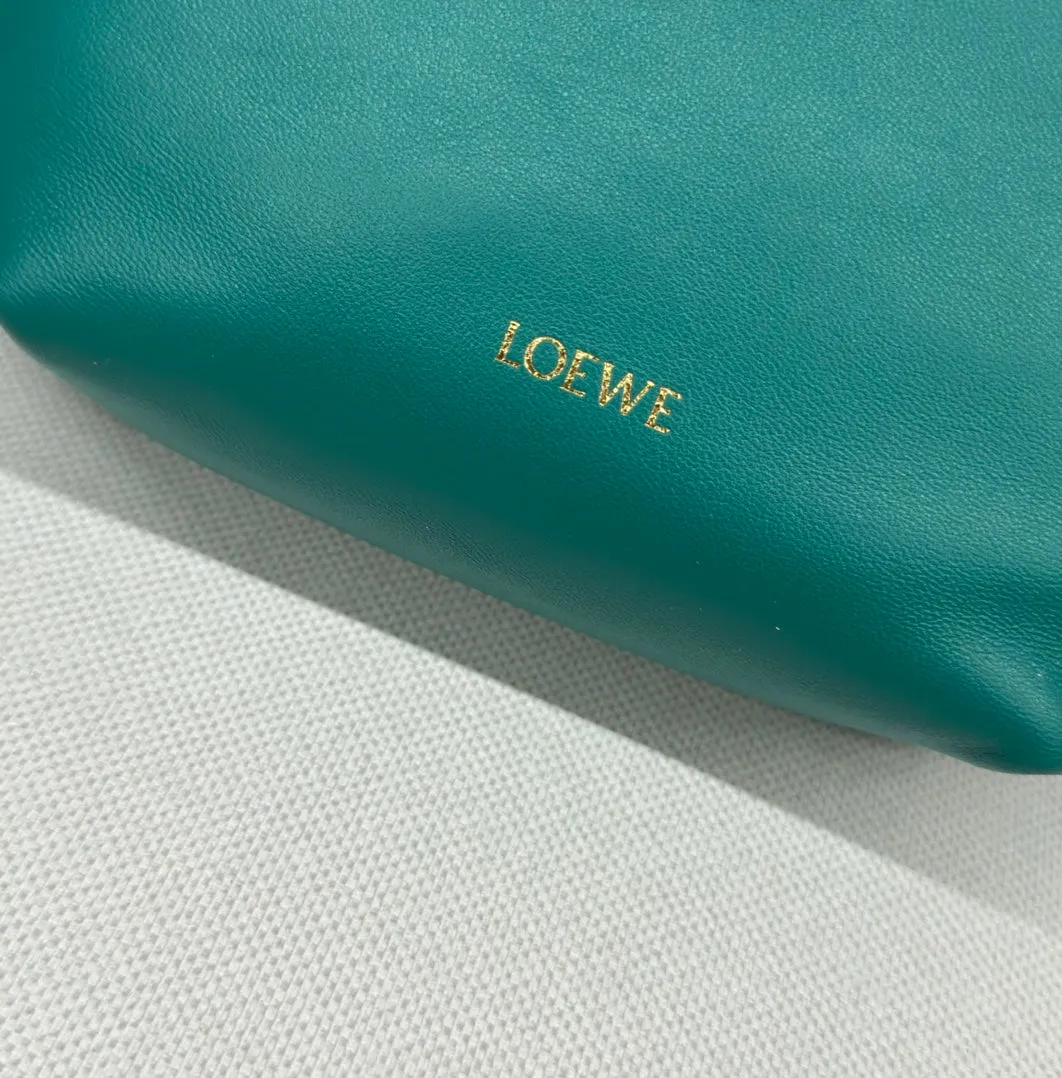 LOE 23 FLAMENCO PURSE BUCKET IN TEAL GREEN LAMBSKIN