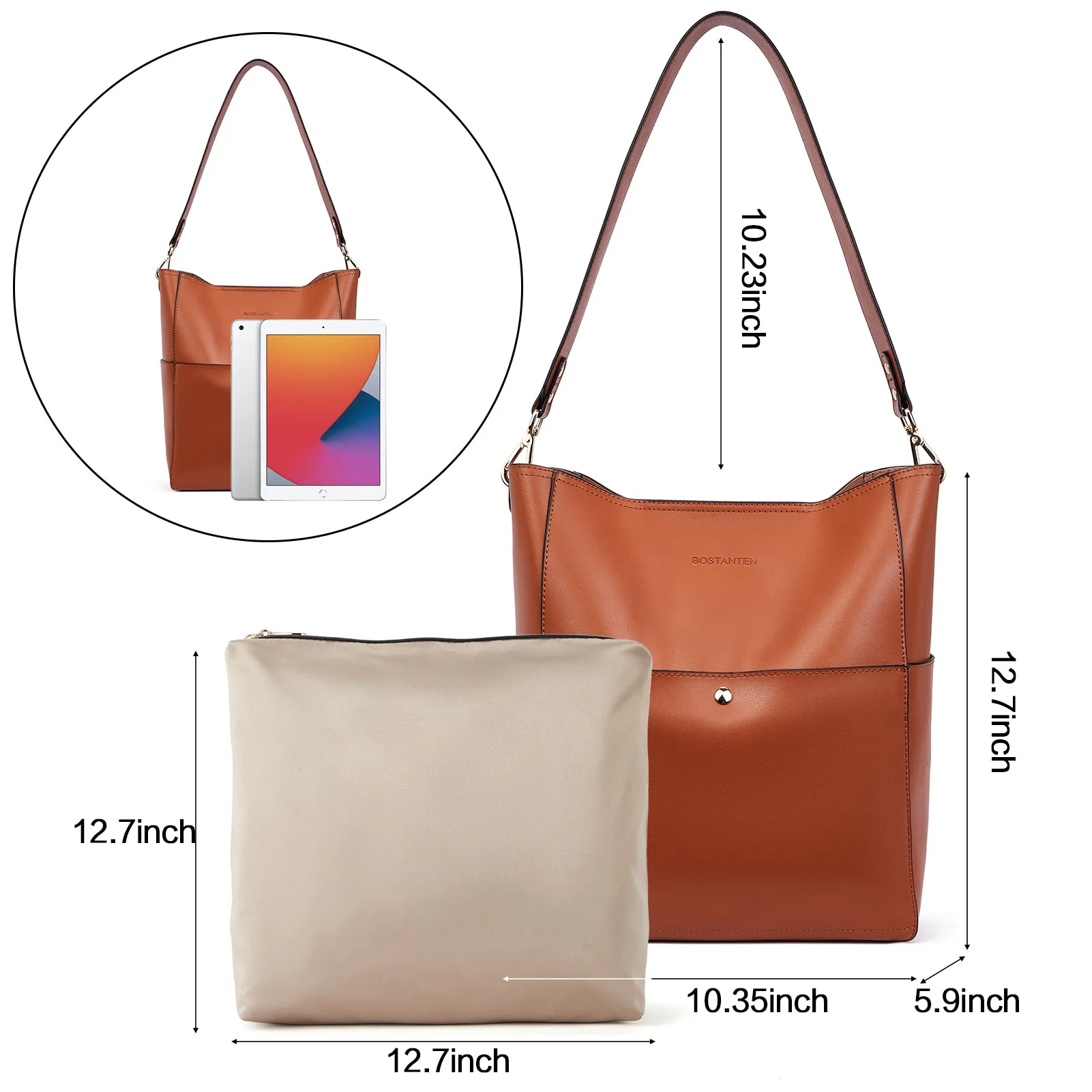 Lotty Leather Hobo Bag With 2 Shoulder Straps