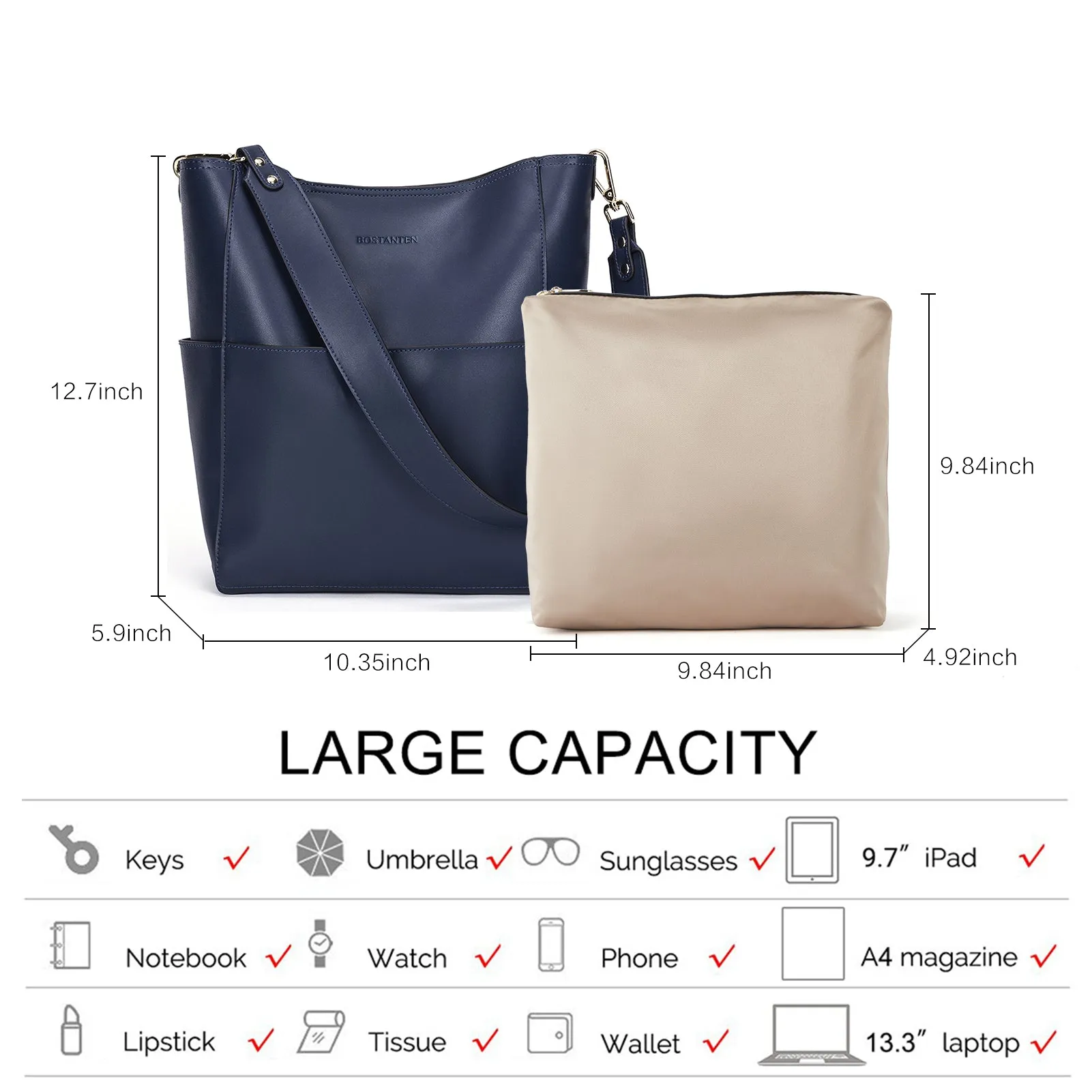 Lotty Leather Hobo Bag With 2 Shoulder Straps