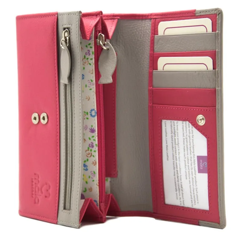 Mala Leather Pink Cats on Wall Purse