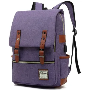 MANCIO Slim Vintage Laptop Backpack For women and men | Purple