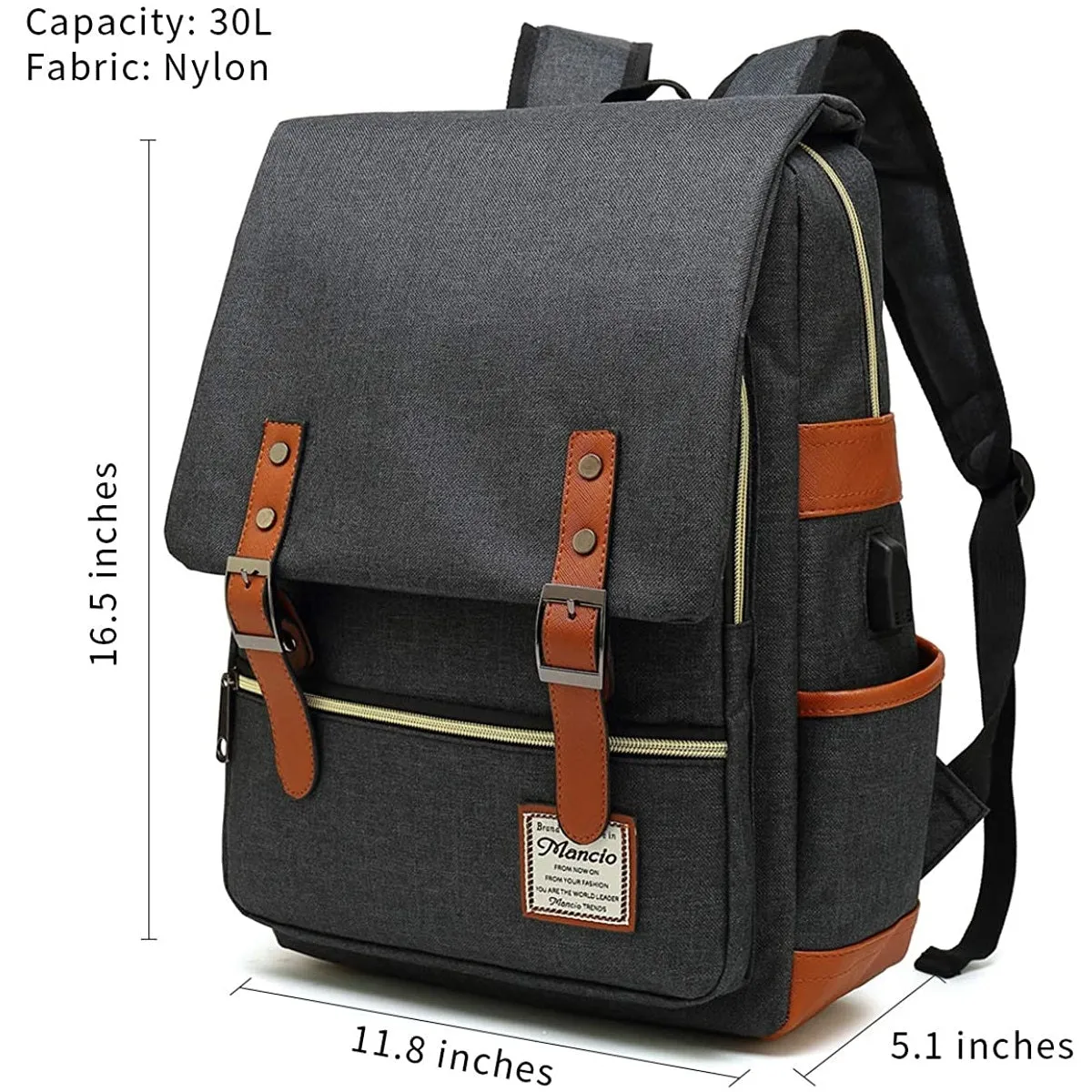MANCIO Slim Vintage Laptop Backpack For women and men | Purple