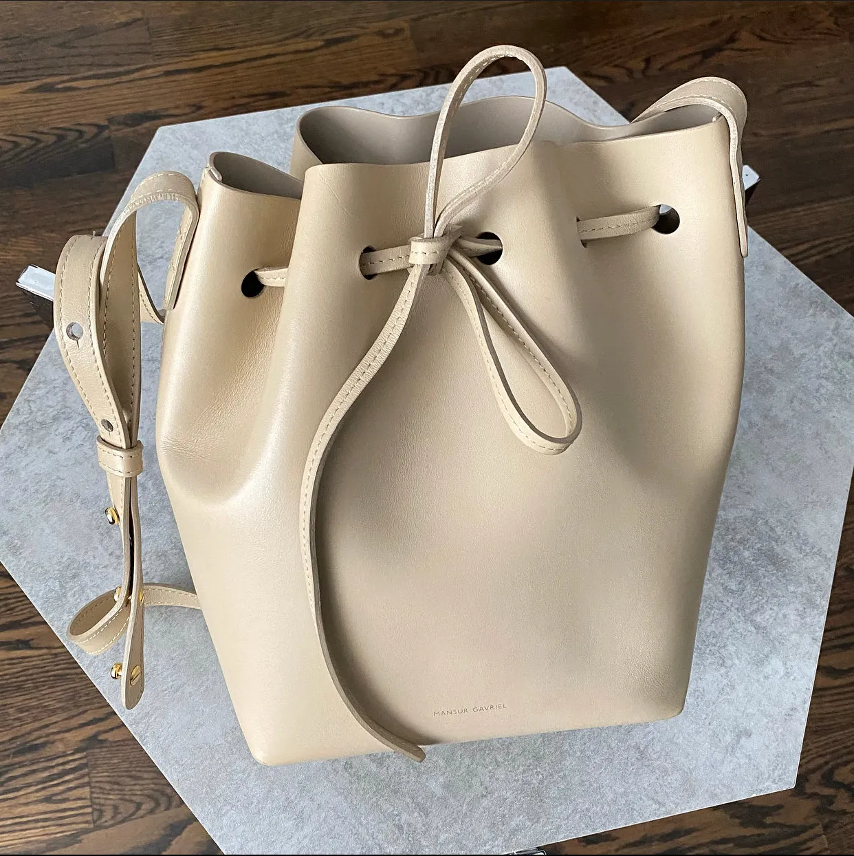 Mansur Gavriel Beige Mini Bucket Bag