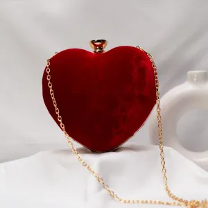 Maroon Heart Shape Clutch Bag